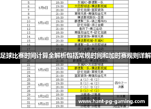 足球比赛时间计算全解析包括常规时间和加时赛规则详解 足球比赛时间计算全解析包括常规时间和加时赛规则详解